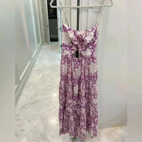 Dress with tie up pulls | size xs/34 | lilac and white - Picture 1 of 13
